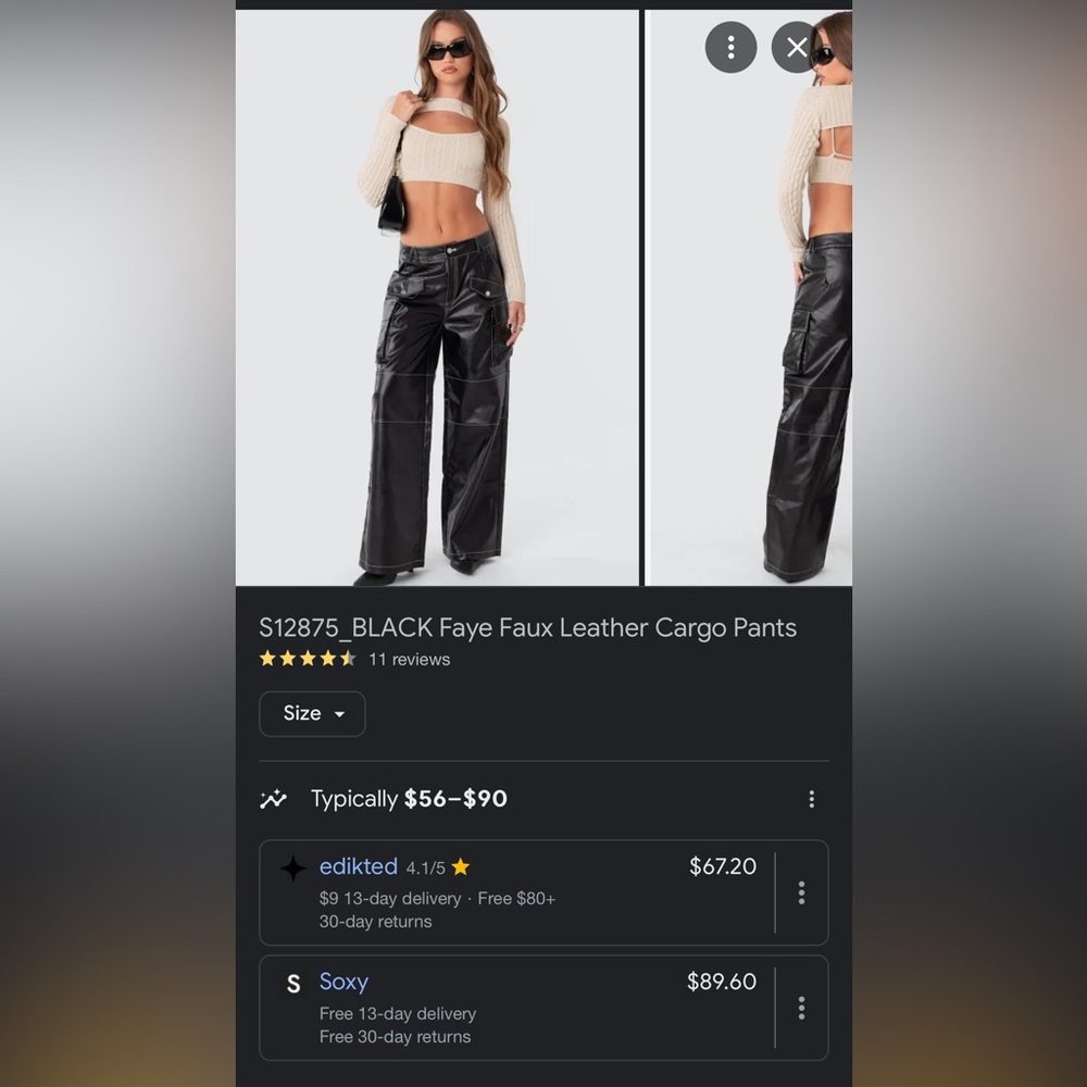 Edikted faux leather flare cargo pant